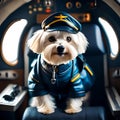 Cute dog dressed as a pilot - ai generated image Royalty Free Stock Photo