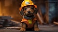 A cute dog dressed in construction gear. Generative ai Royalty Free Stock Photo