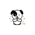 Cute Dog Eat Dinner vector illustration, Baby Puppy logo, new design art, Pet Food Black color sign, simple image