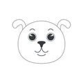 Cute dog face, happy puppy, animals head of simple round shape