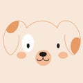 Cute dog face, puppy muzzle, animal, pet head. Nursery character card for childish design of wrapping paper, fabric, textile,