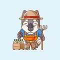 Cute Dog farmers harvest fruit and vegetables cartoon animal character mascot icon flat style illustration concept Royalty Free Stock Photo