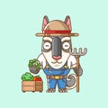 Cute Dog farmers harvest fruit and vegetables cartoon animal character mascot icon flat style illustration concept Royalty Free Stock Photo