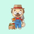 Cute Dog farmers harvest fruit and vegetables cartoon animal character mascot icon flat style illustration concept Royalty Free Stock Photo