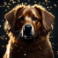 Cute dog surrounded by little lights - ai generated image