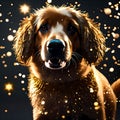 Cute dog surrounded by little lights - ai generated image