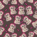 Cute dog flirty wear glasses and ribbons pink flirtatious hand drawn seamless pattern cartoon , can be used for t-shirt print,