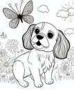 Sweet dog with big eyes and a playful expression, Coloring Page for dog lovers Royalty Free Stock Photo