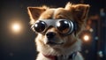 Cute dog with glasses home looking beautiful domestic rest adorable