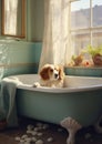 Dog wet puppy animal pet clean bathtub tub bathroom bathing cute