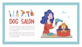 Vector illustration for pet hair salon, styling and grooming shop, pet store for dogs and cats. Royalty Free Stock Photo