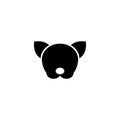 Cute Dog Head, Chihuahua Face. Flat Vector Icon illustration. Simple black symbol on white background. Cute Dog Head, Chihuahua Royalty Free Stock Photo