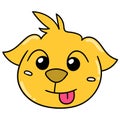 Cute dog head emoticon sticking out its tongue, doodle icon image kawaii Royalty Free Stock Photo