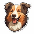 Colorful Collie Dog Head Sticker - Playful Caricature Illustration