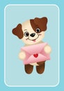 Cute dog holding love envelope
