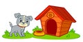 Cute dog house cartoon. Dog kennel clipart