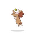 Cute dog jumping catch ball vector