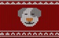 Cute dog on the knitting pattern, Happy new year, vector illustration Royalty Free Stock Photo