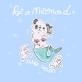 Cute dog, mermaid, shell with slogan.