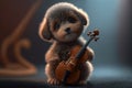 cute dog with minimal violin in hand, generative Ai
