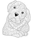 Adult coloring book,page a cute dog image for relaxing.Zen art s Royalty Free Stock Photo