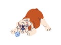Cute dog playing with ball. Funny puppy, English bulldog breed. Active playful doggy having fun with canine animal toy