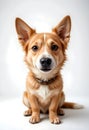 Cute Dog Portrait Sitting On White Background With Soft Studio Light And Friendly Expression Royalty Free Stock Photo