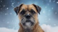 Cute dog portrait on winter background with snowflakes and snow Generative AI Royalty Free Stock Photo