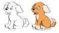 Cute dog, puppy hand drawn, cartoon character