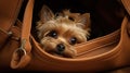cute dog in a purse Royalty Free Stock Photo