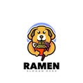 Cute dog ramen mascot cartoon logo