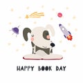 Cute dog reading a book Royalty Free Stock Photo