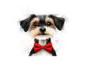 Cute dog with red bow tie white background Royalty Free Stock Photo