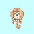 Cute dog relax with a cup of coffee cartoon animal character mascot icon flat style illustration concept Royalty Free Stock Photo