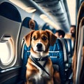 Cute dog travelling on the plane - ai generated image Royalty Free Stock Photo