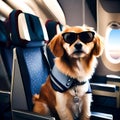 Cute Dog Travelling On The Plane - Ai Generated Image