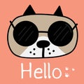 Cute Dog With Say Hello. Vector Illustration.