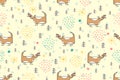 Cute dog seamless pattern. Hand drawn dog cartoon character childrens illustration. Cute brown animals dog, pets in