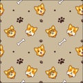 Cute dog seamless pattern vector background