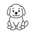 Cute dog sitting cartoon character. Dog line icon, Adorable canine companion illustration for children. Vector