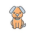 Cute dog sitting down line icon, pet shelter, pet shop, veterinary, vector illustration