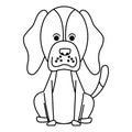 Cute dog sitting icon cartoon black and white Royalty Free Stock Photo