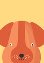 Cute dog snout flat vector illustration. Adorable pet face background in cartoon style. Funny close up doggy brown head