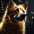 Cute dog surrounded by little lights - ai generated image