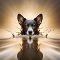 Cute dog swimming in the river - ai generated image