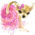 Cute dog T-shirt graphics. mini dog illustration with Royalty Free Stock Photo