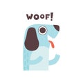 Cute Dog Woofing, Funny Cartoon Pet Animal Making Woof Sound Vector Illustration Royalty Free Stock Photo