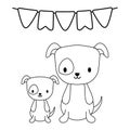 cute dogs animals with garlands party hanging