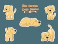 Cute Dogs Cartoon Sticker Set. Vector Illustration With Cartoon Funny Animal Frame