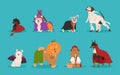 Cute dogs in different Halloween costume. Happy Halloween vector illustration. Ideal for holiday designs